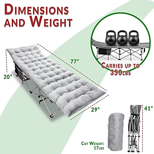 2 Pack Heavy Duty Folding Camping Cot with Mattress S2206