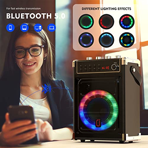 Black Karaoke Machine with 2 Wireless Microphones and Bluetooth Speaker R86690