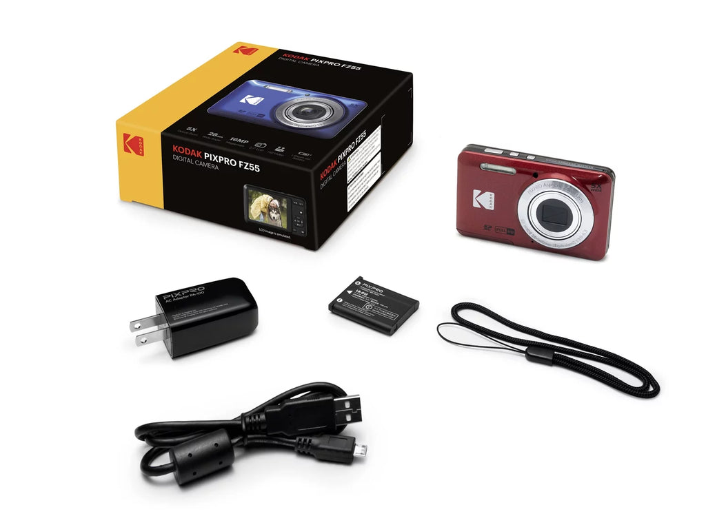 Red Digital Camera with 128GB SDXC Memory Card and Case J7790