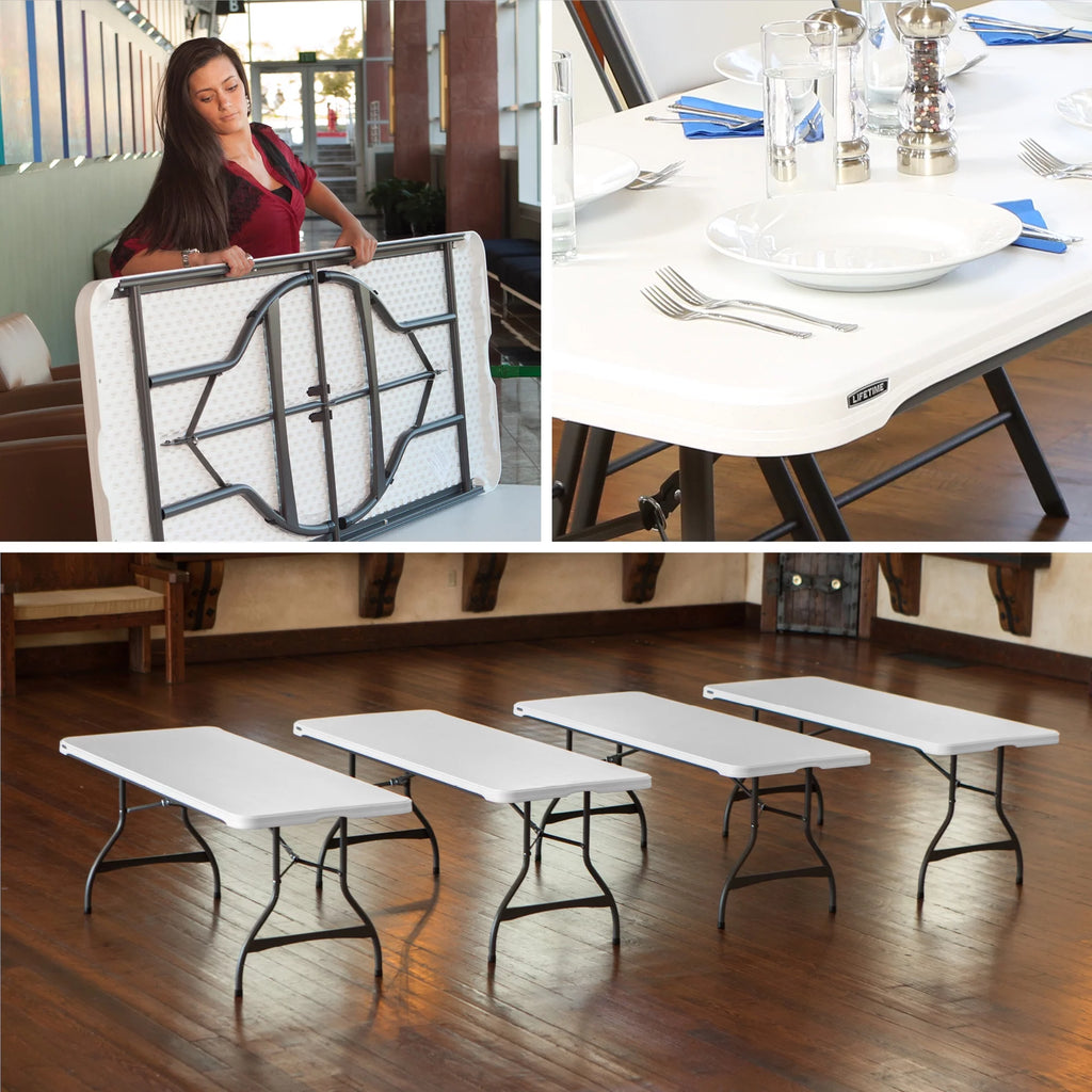 White Granite Set of 4 Rectangle Folding Table E167