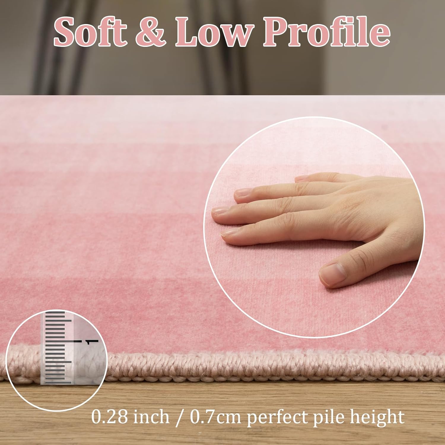 Pink Washable 8x10 Non Slip Area Rug H4245