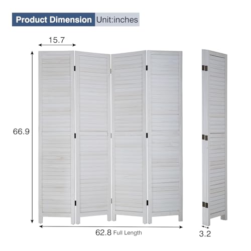 White 6 Panel Wood Room Divider G8406