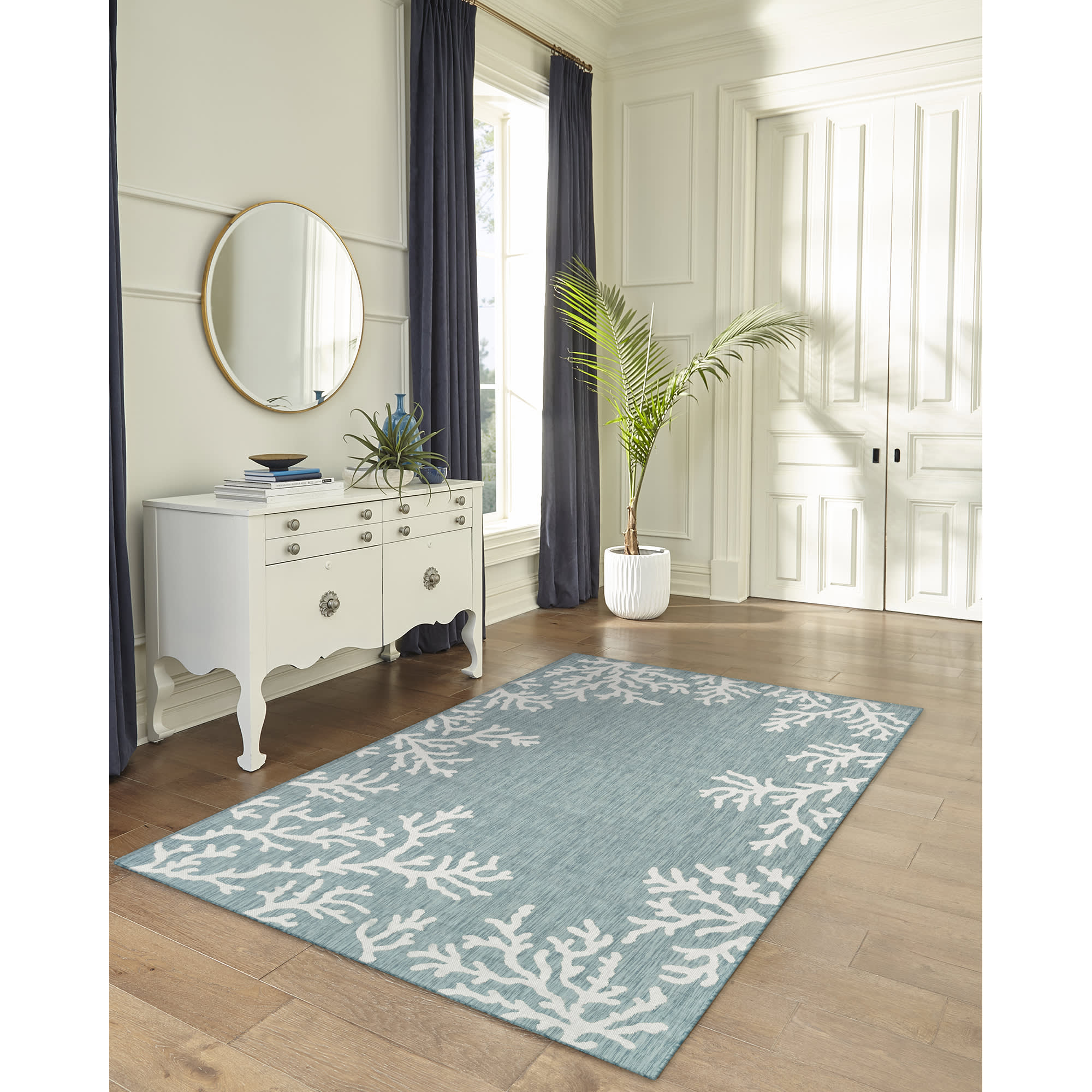 Carmel Coral Border Indoor Outdoor Area Rug