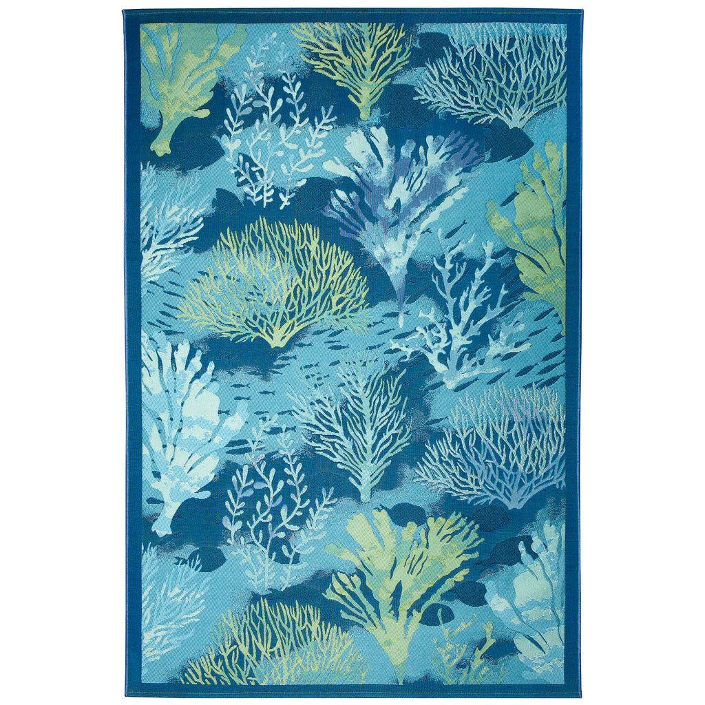 Marina Coral Garden Lapis Indoor Outdoor Area Rug
