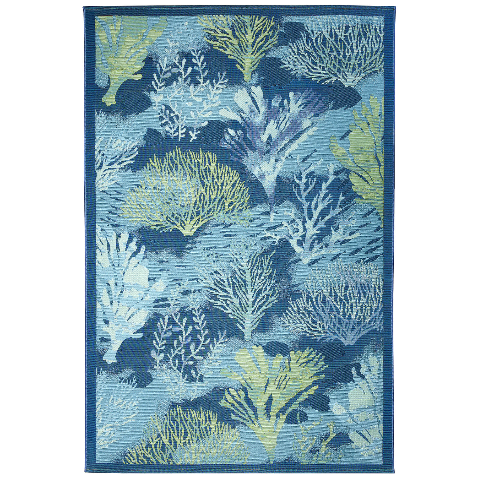 Marina Coral Garden Lapis Indoor Outdoor Area Rug