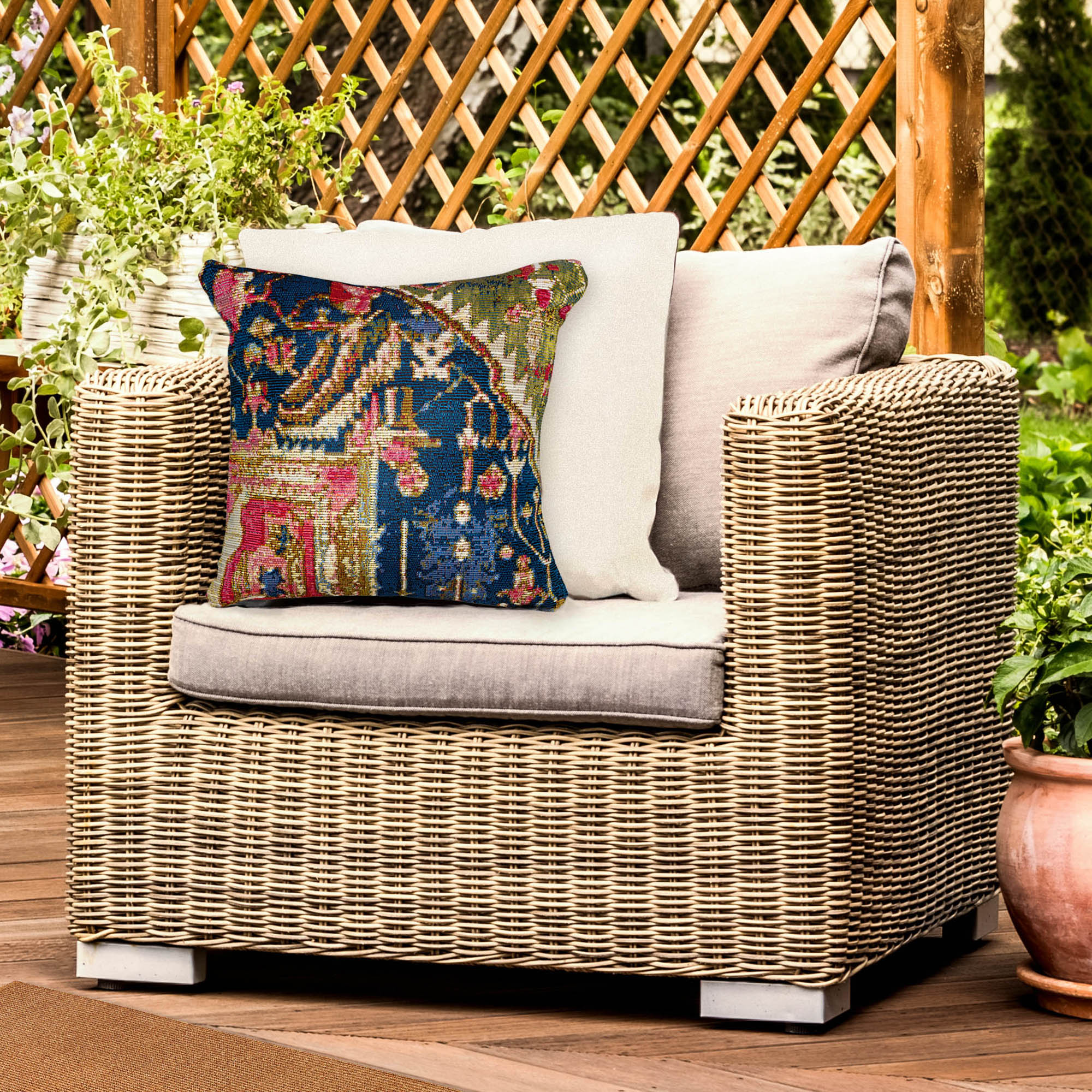 Marina Heriz Indoor Outdoor Throw Pillow