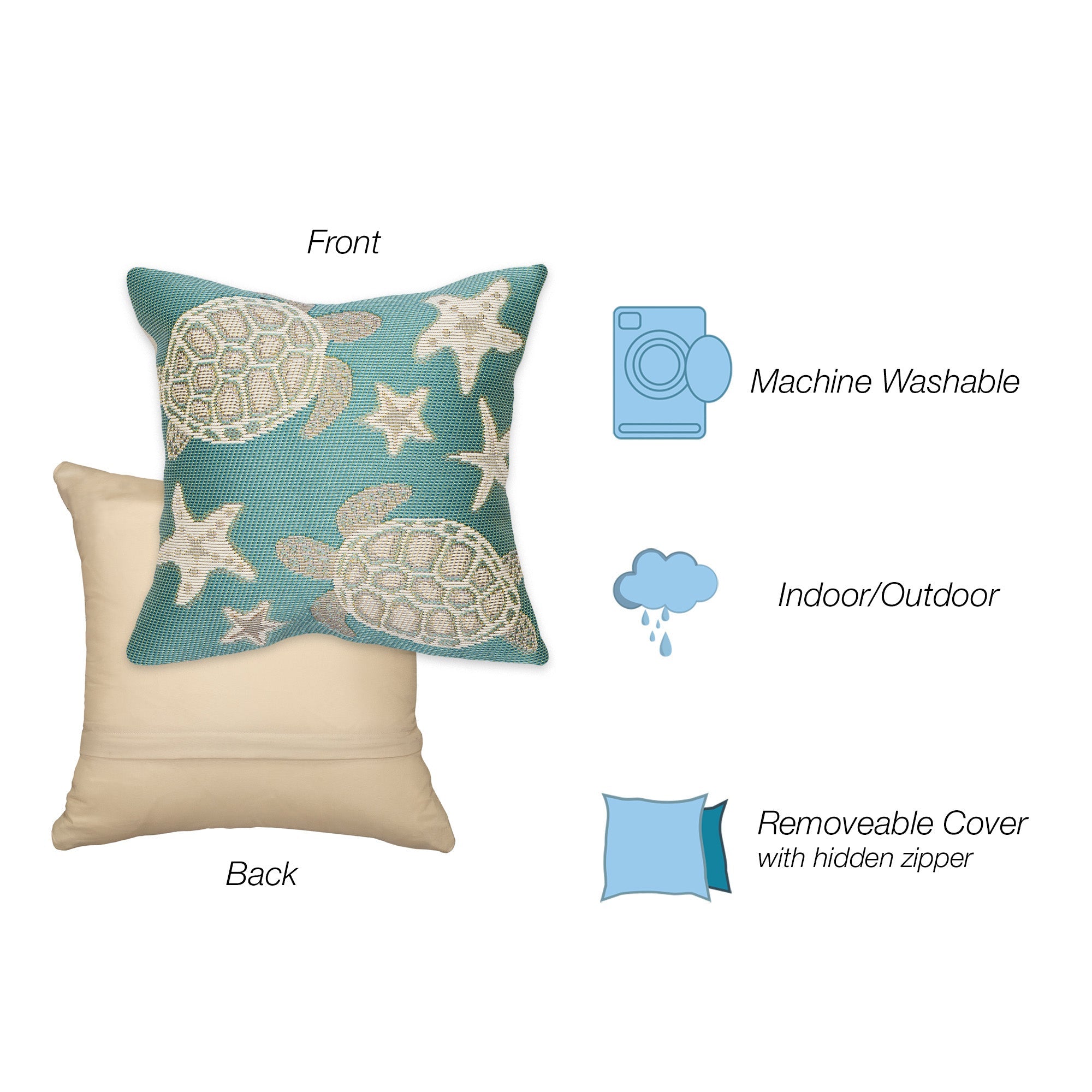 Marina Turtle And Stars Indoor Outdoor Throw Pillow