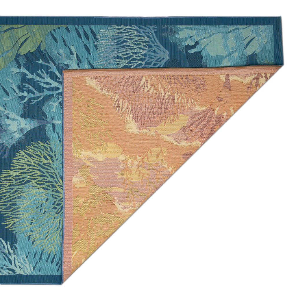 Marina Coral Garden Lapis Indoor Outdoor Area Rug