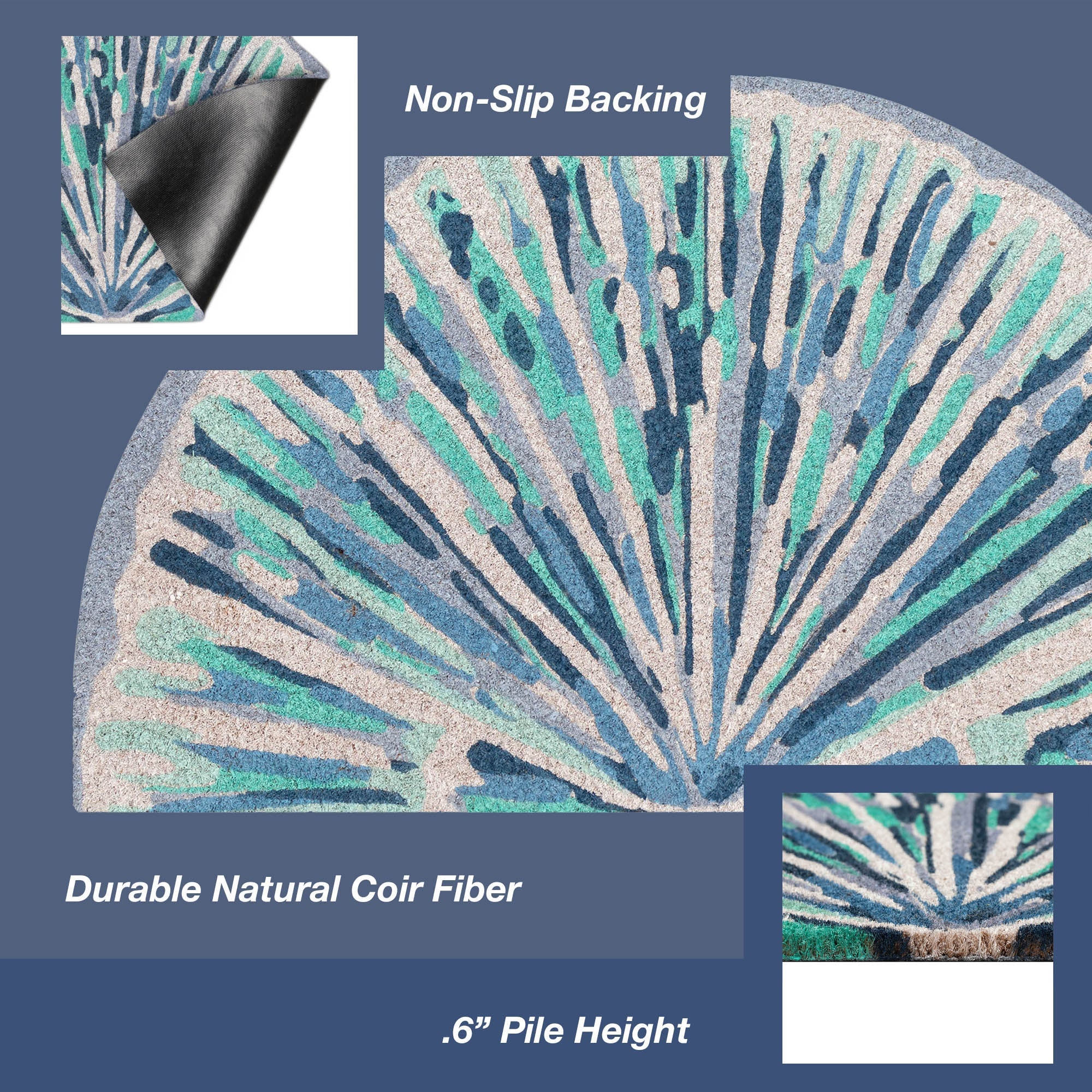 Natura Scallop Coir Doormat with Non-Slip Backing