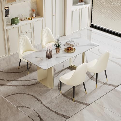 63 inch Clear Rectangular Glass Dining Table with Gold Metal Legs P229
