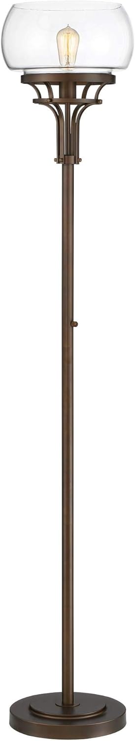 Oil Rubbed Bronze Clear Glass Floor Lamp Torchiere 72.5" Tall V479