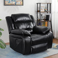 Black PU Faux Manual Swivel Rocker Recliner Chair Z47759