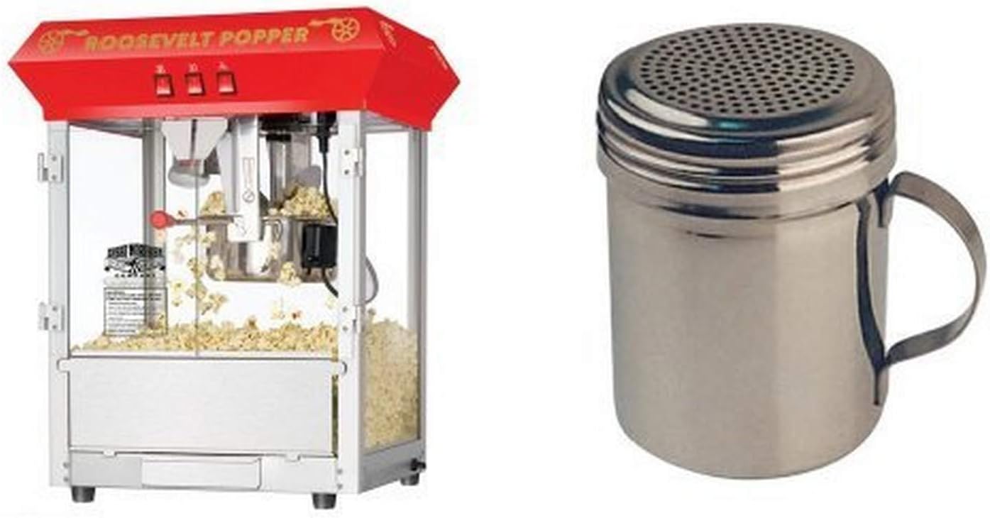 Antique Style Popcorn Popper Machine, 8-Ounce and Stainless Steel Dredges 10-Ounce Bundle B313637