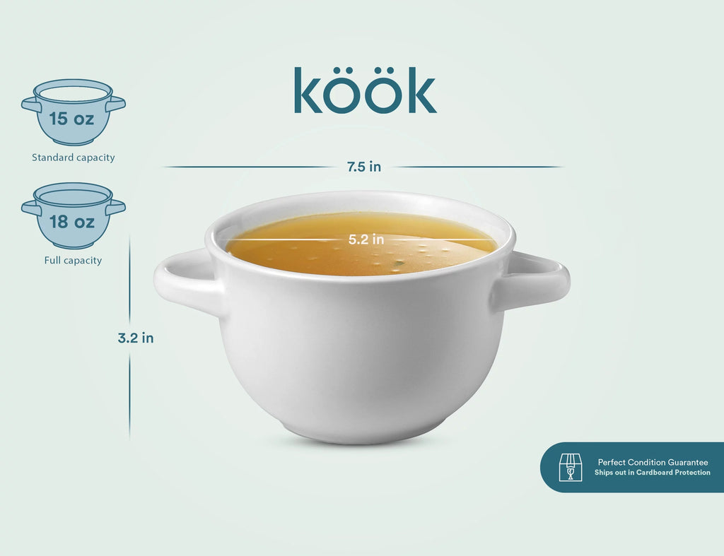 18 oz White Soup Bowls with Handles, Set of 4 D7848
