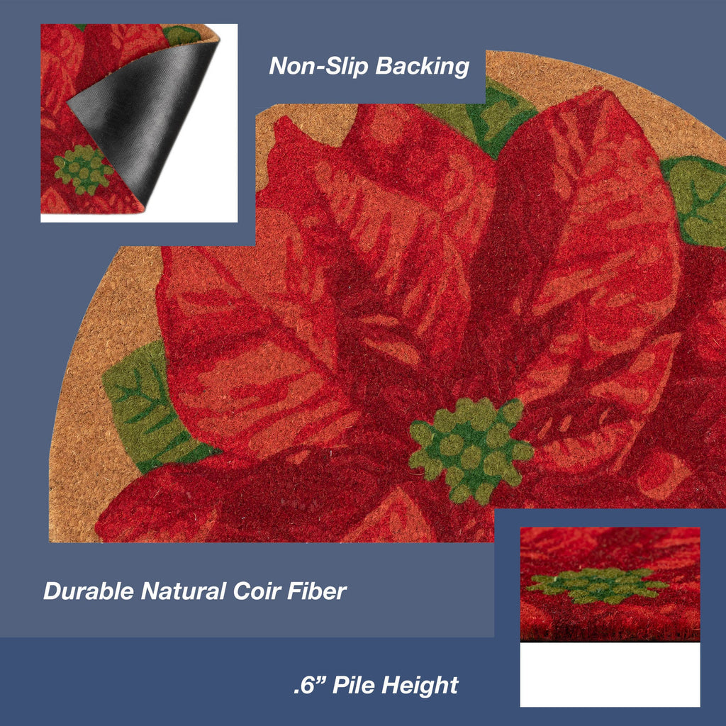 Natura Poinsettia Coir Doormat with Non-Slip Backing