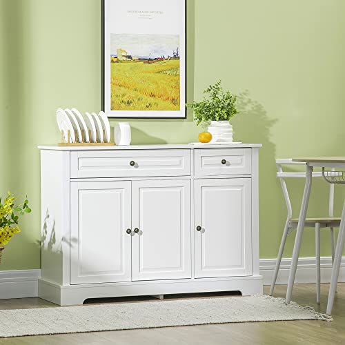 White Sideboard with 2 Drawers and Adjustable Shelves F6806