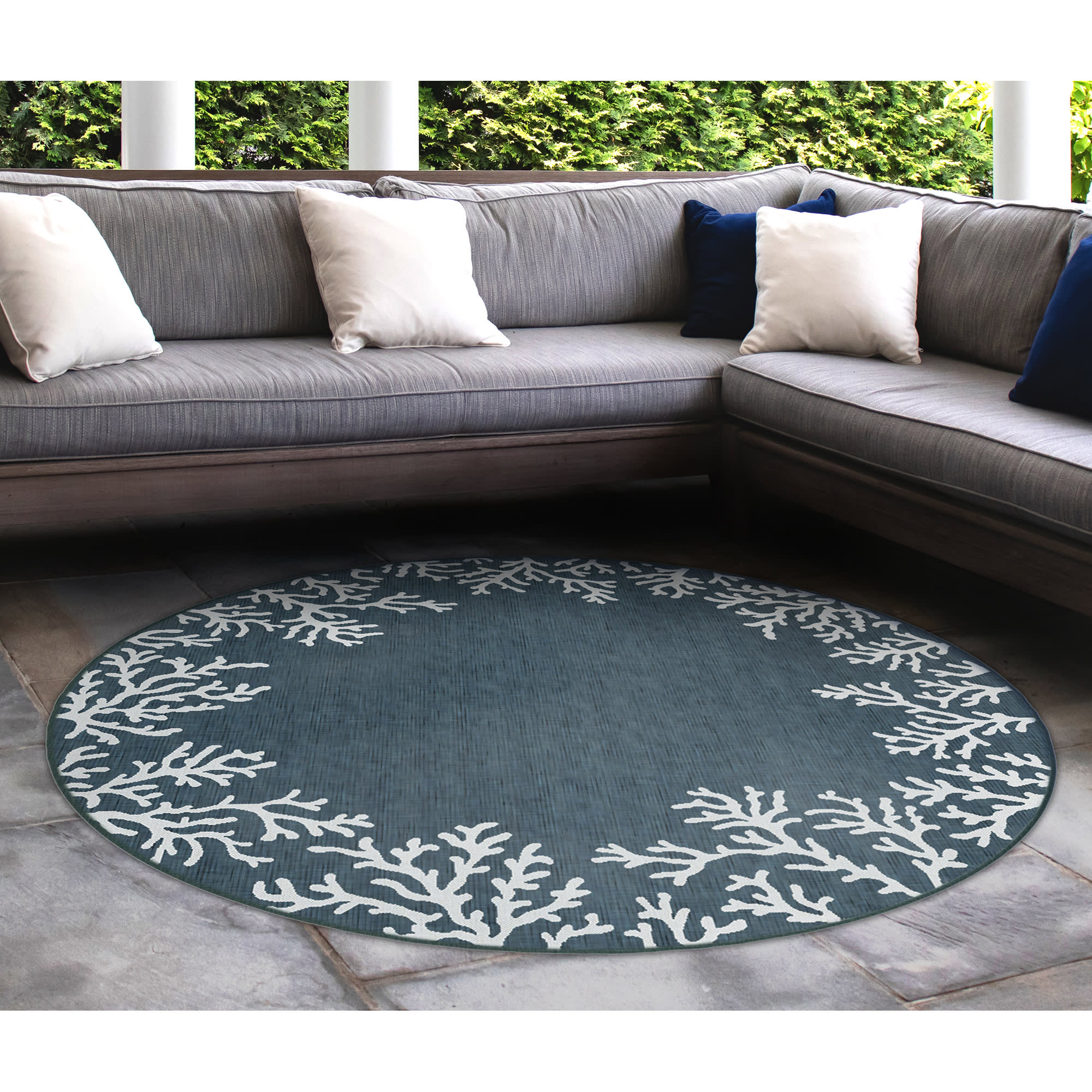 Carmel Coral Border Indoor Outdoor Area Rug