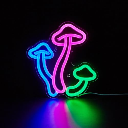 LED Neon Mushroom Cute Neon Sign USB Powered Night Light 3D Wall Art Decor Lamp P875