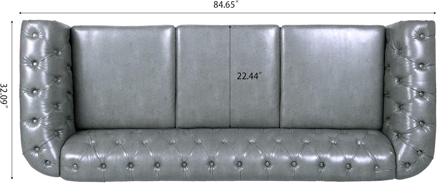 3-Seater PU Leather Chesterfield Sofa with Button Tufted F558528