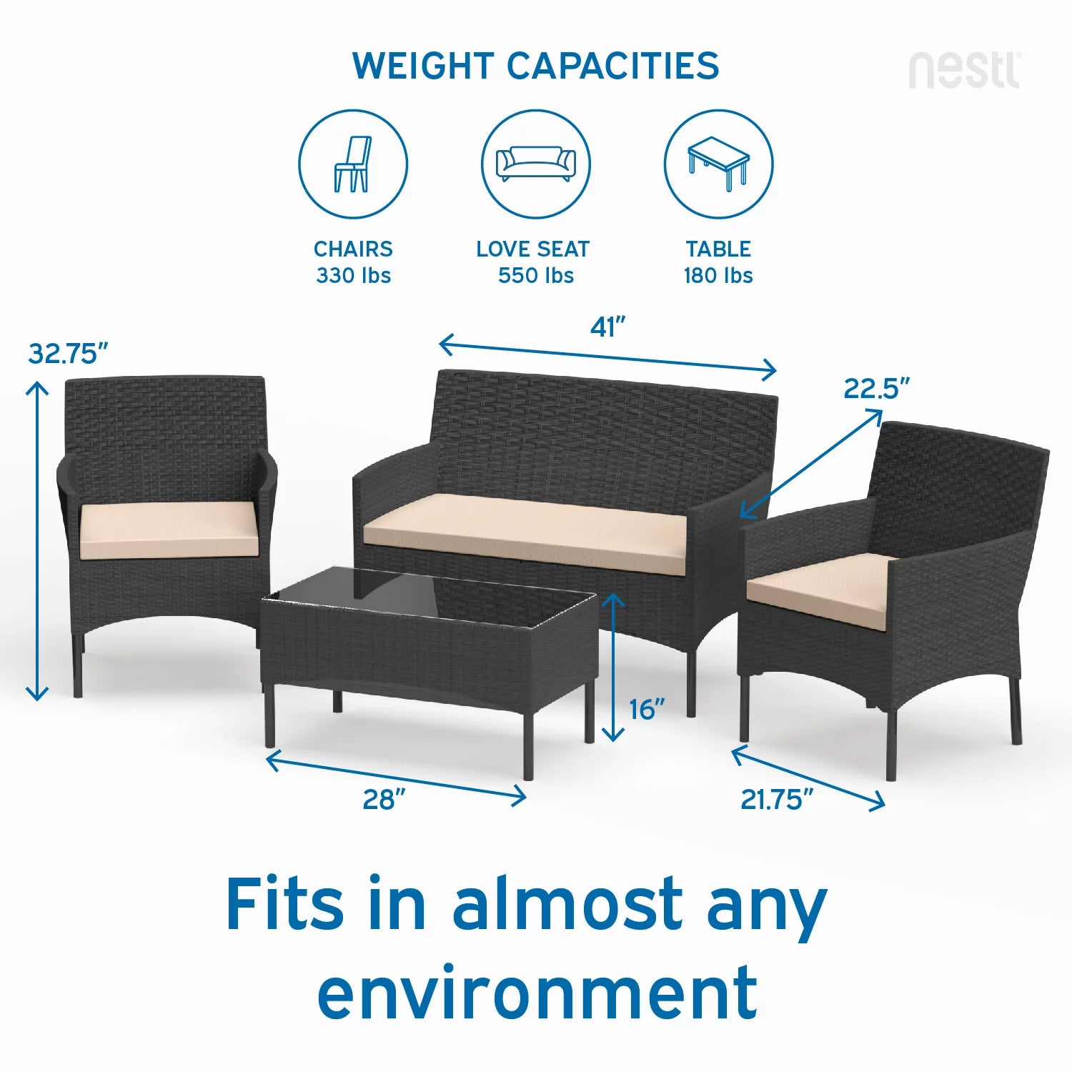 4-Piece Outdoor Patio Furniture Set F967387