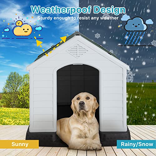 White Large Plastic Dog House with Elevated Floor D83500