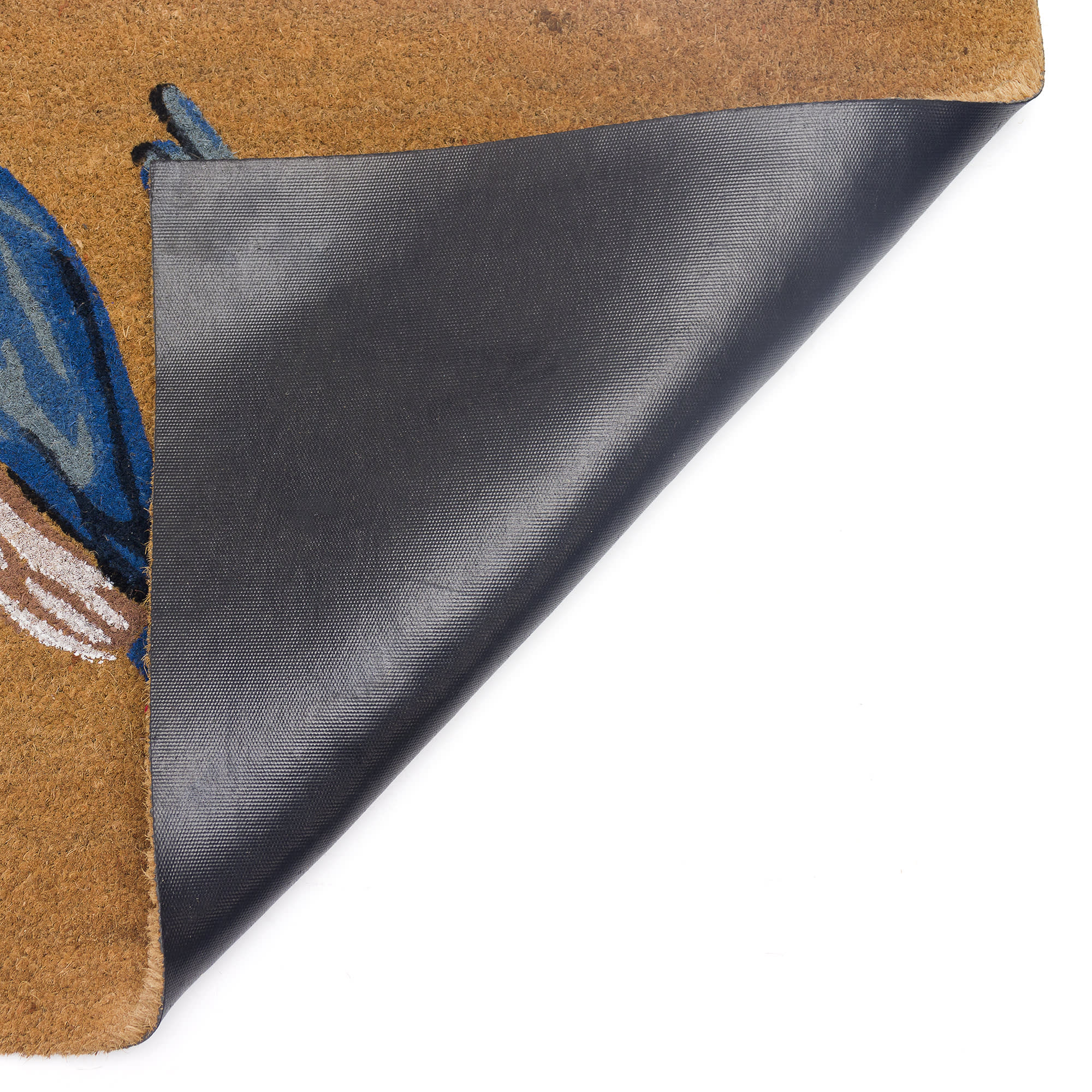 Natura Blue Birds Coir Doormat with Non-Slip Backing