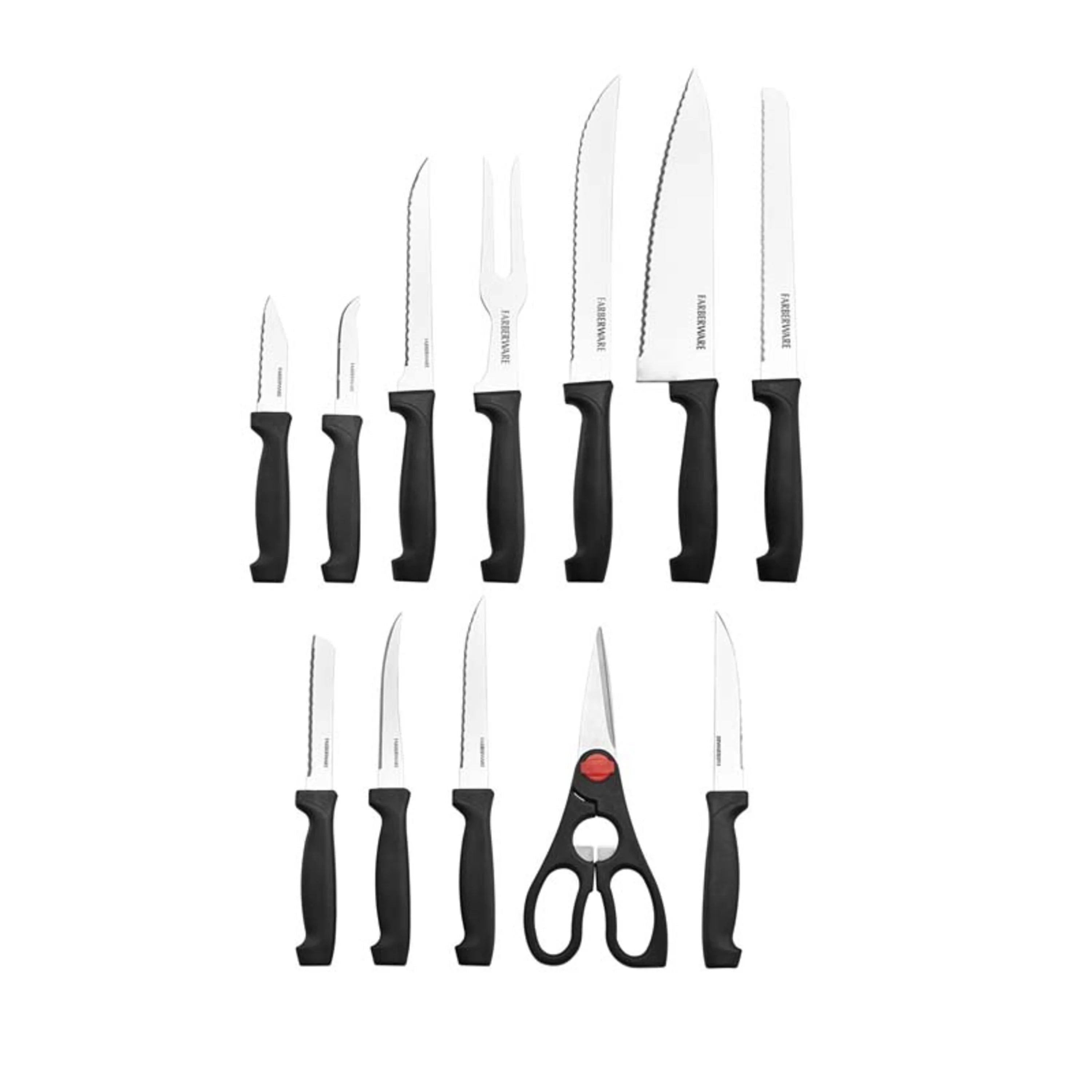 18 Piece Stainless Steel Knife Set with Block Natural Wood L658758