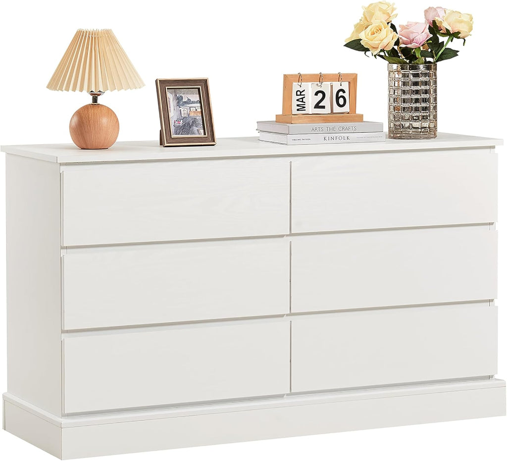 White 6 Drawer Wood Dresser P9548