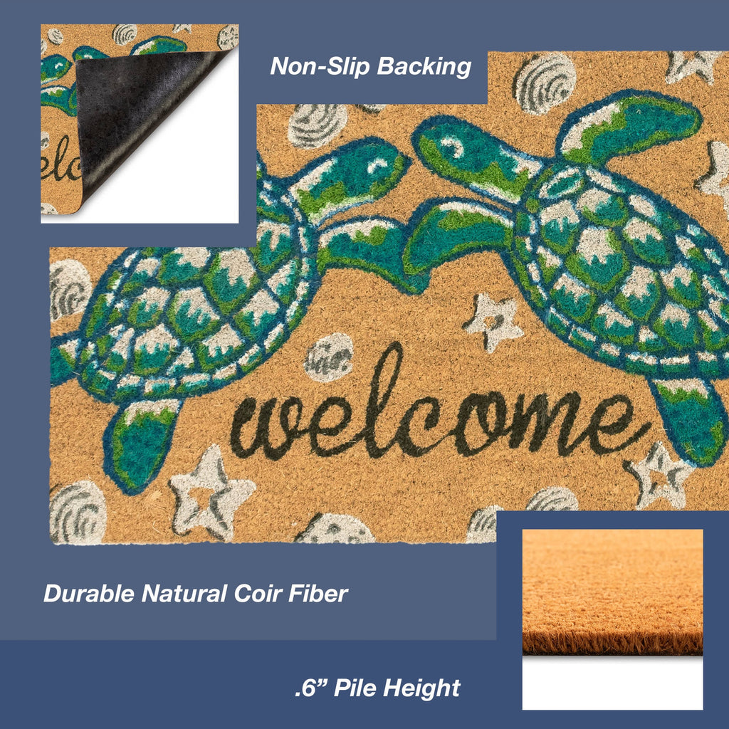 Natura Seaturtle Welcome Coir Doormat with Non-Slip Backing