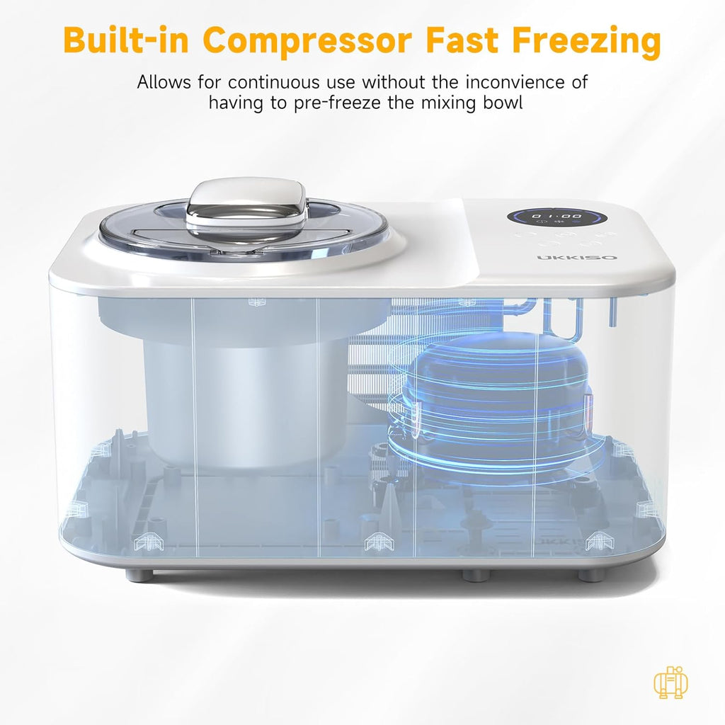 1.2L Automatic Ice Cream Maker Machine with LCD Display and Compressor P5408