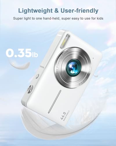 FHD 1080P Point and Shoot Kids Camera with 32GB Card, 2 Batteries, 16X Zoom Anti Shake Date Stamp, Pink G120