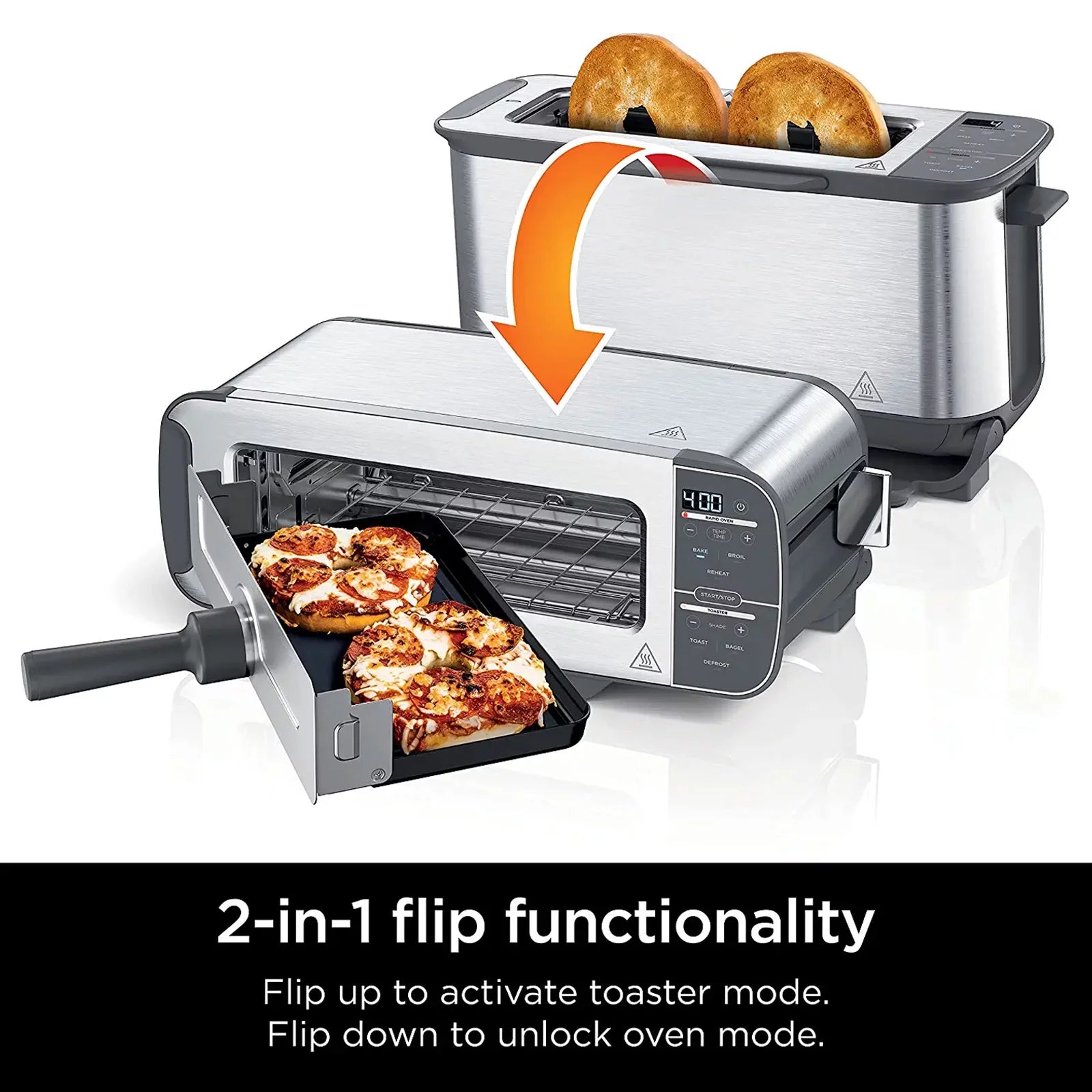 2-in-1 Compact Toaster Oven 2-Slice Capacity Stainless Steel G50592