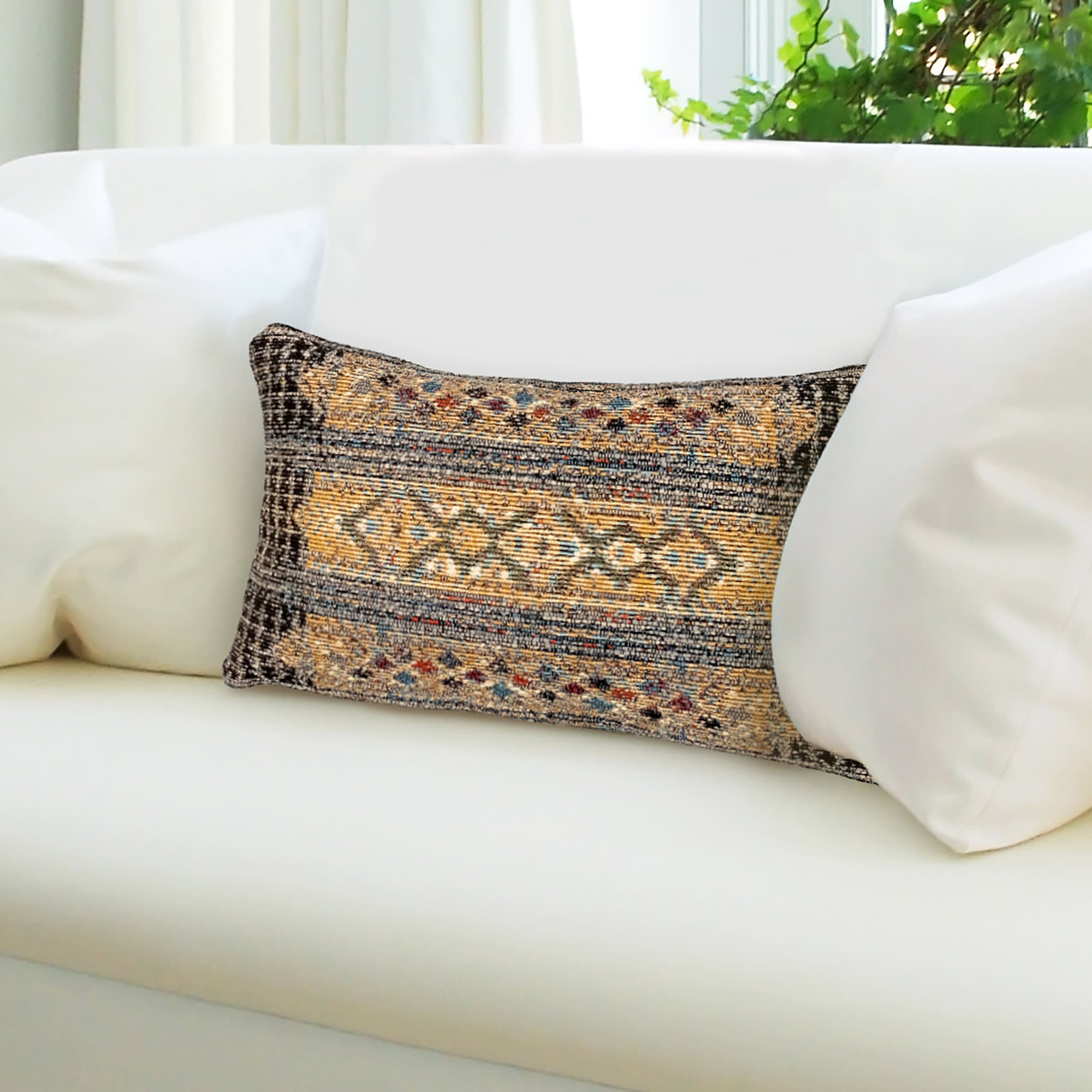 Marina Tribal Stripe Indoor Outdoor Throw Pillow