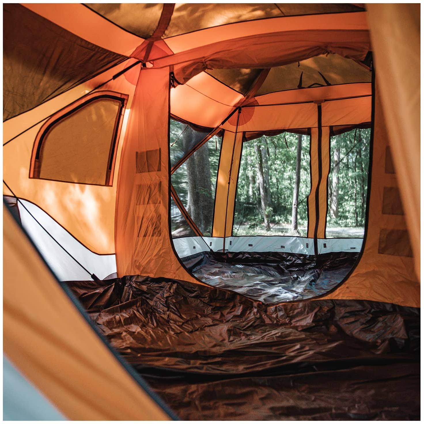 Orange 8 Person Pop Up Camping Hub Tent with Screen Room R291383