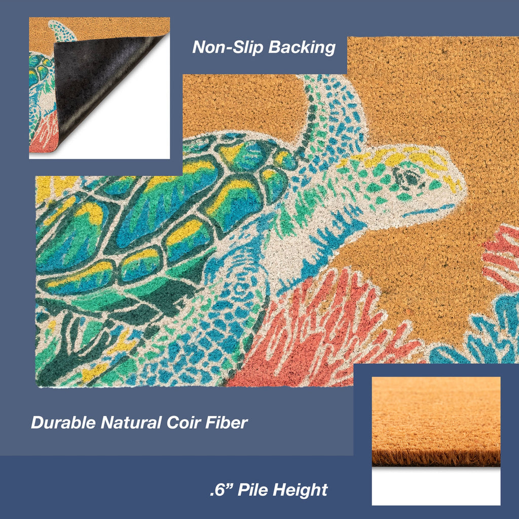 Natura Seaturtle Coir Doormat with Non-Slip Backing