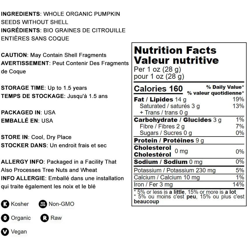 Organic Raw Pepitas, 12 Ounces — Pumpkin Seed Kernels, Unsalted, No Shell E6079