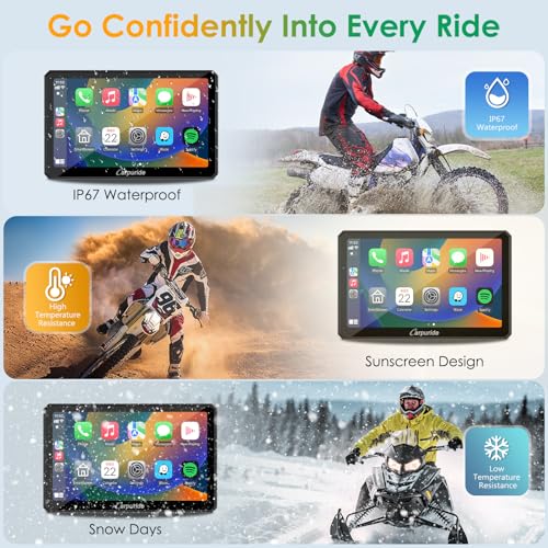 7" Waterproof Motorcycle Carplay Screen with Dual Dash Cam R29596