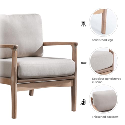 Set of 2 Upholstered Linen Fabric Armchair with Solid Wood Frame P703695