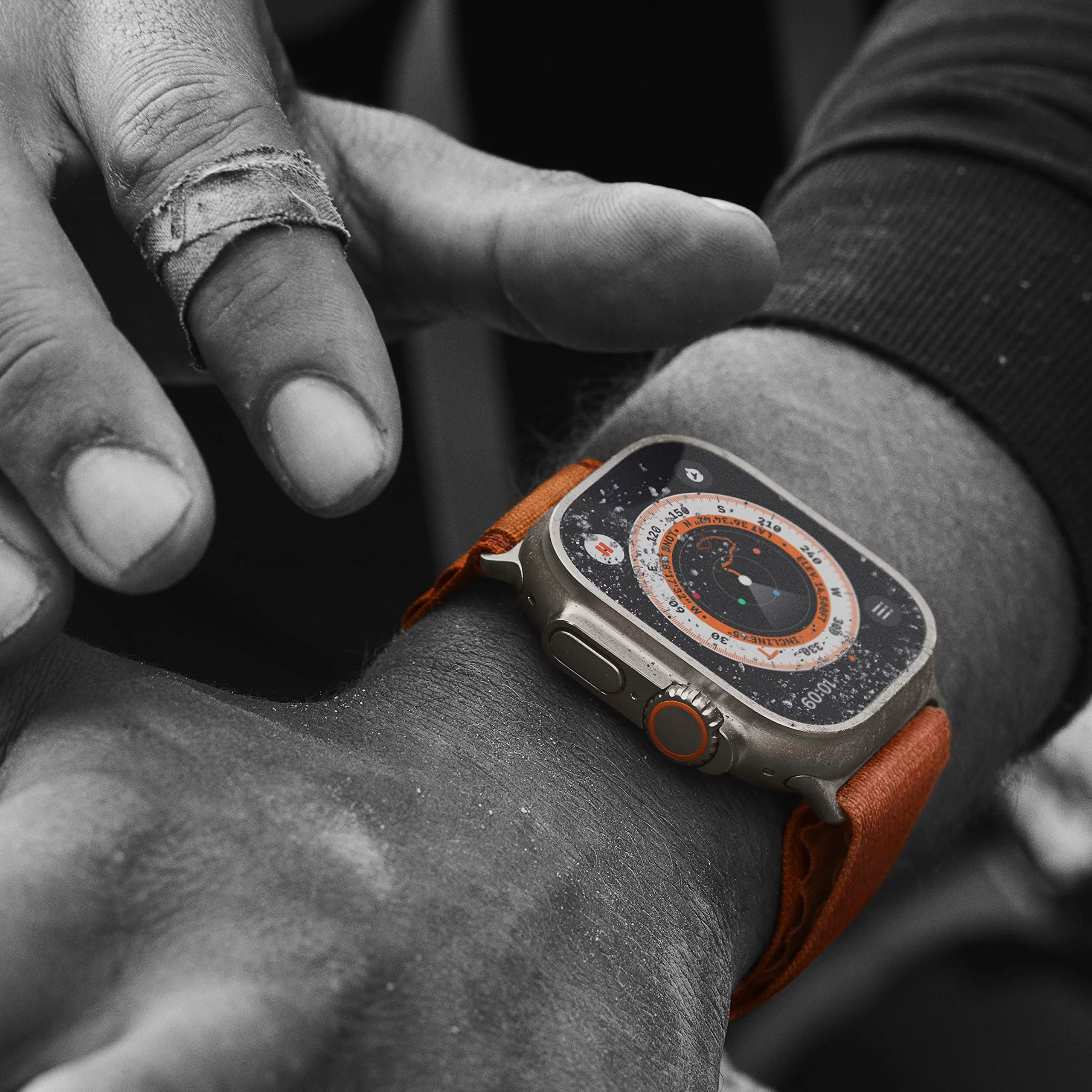 Apple Watch Ultra 49mm Smart Watch with Rugged Titanium Case & Orange Alpine Loop Small E1048