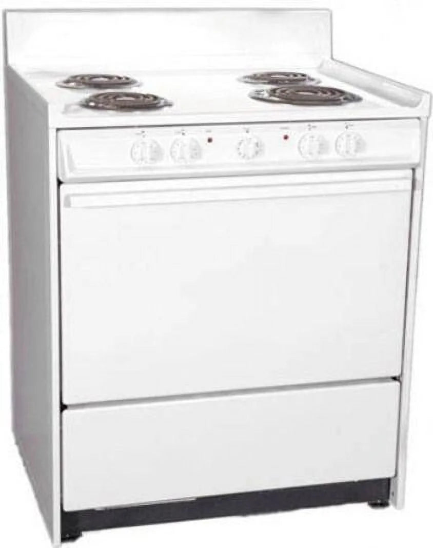 30" Freestanding Electric Range with 4 Burners 3.6 Cu. Ft. Capacity Manual Clean Storage Drawer Porcelain Oven in White E813