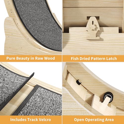 43.3 Inch Solid Wood Cat Exercise Running Wheel with Carpeted Runway G77205