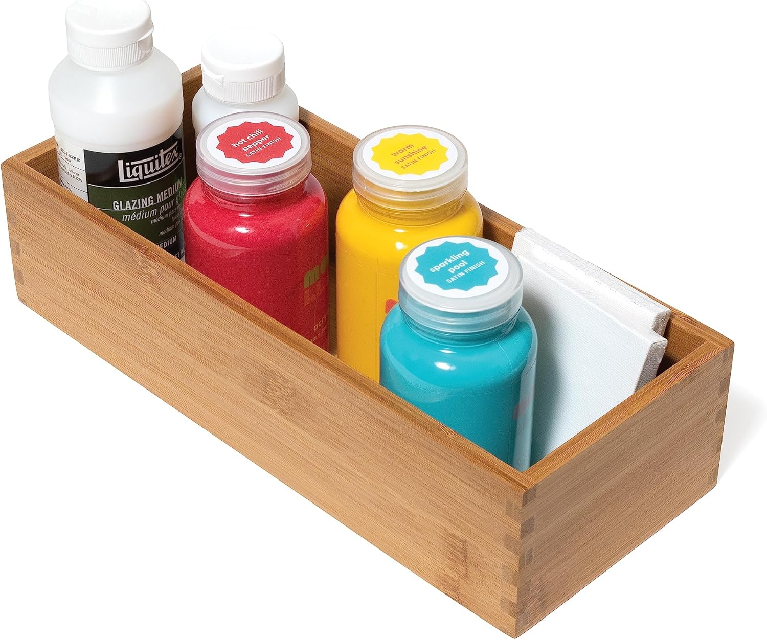 Bamboo Utensil Holder Storage Box, 5" x 12" x 3" D934651