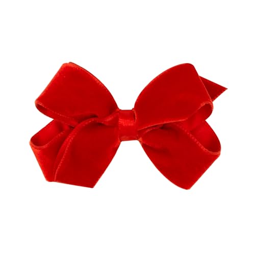 Classic Velvet Hair Bow on No-Slip Hair Clip, Satin Lining, Mini, Cardinal X30171