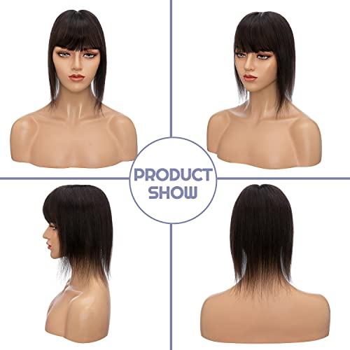 8 inch 30g Natural Black Human Hair Topper with Bangs G802753