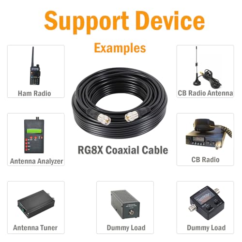 RG8X Coaxial Cable 100ft UHF PL259 Male to Male U848
