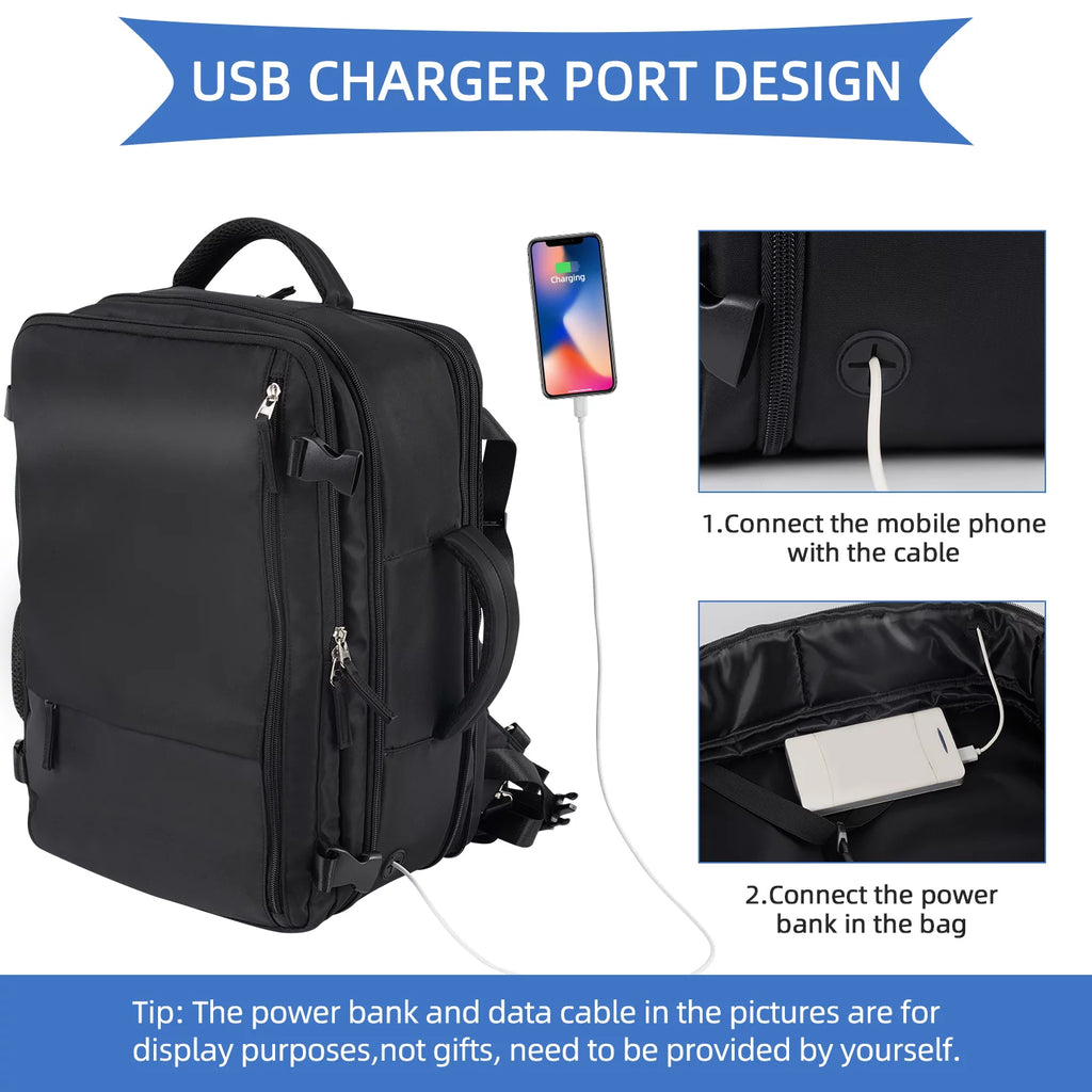 Black Waterproof Travel Backpack T794