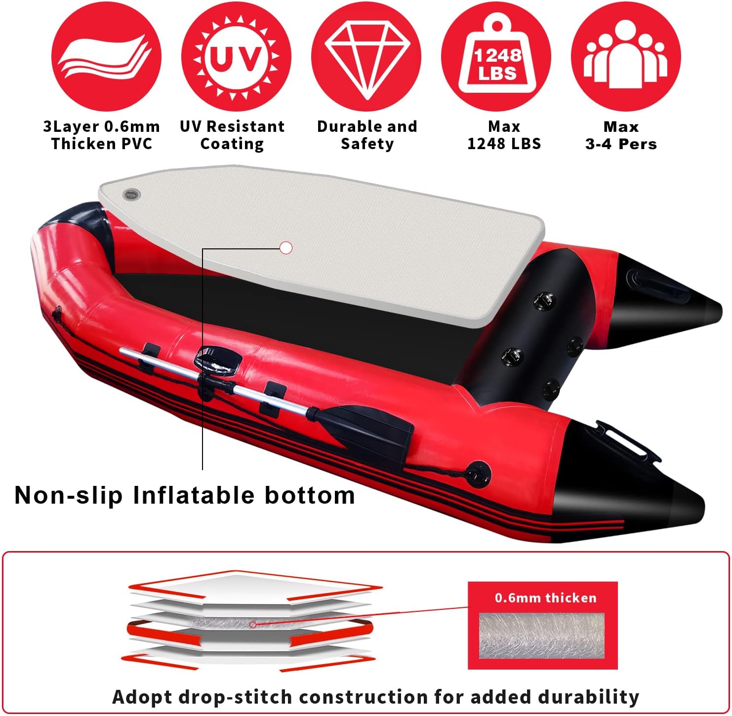 10 ft 4 Persons Inflatable Boat with Paddles Air Pump Carry Bag N905