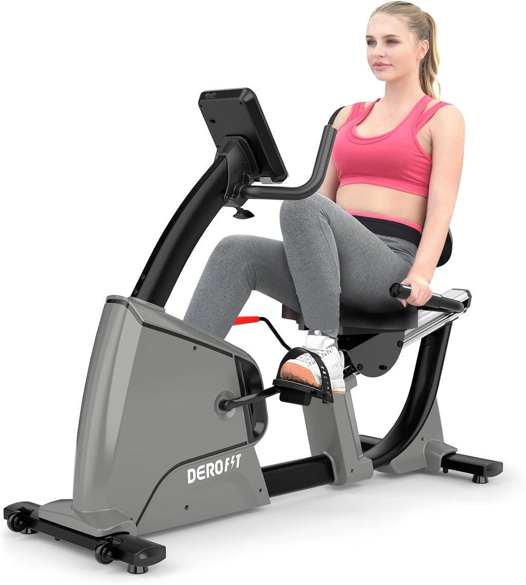 Recumbent Exercise Bike Electromagnetic, 32 Levels Resistance, Adjustable Seat, Oversized Pedal, 330Lbs Weight Capacity J1468