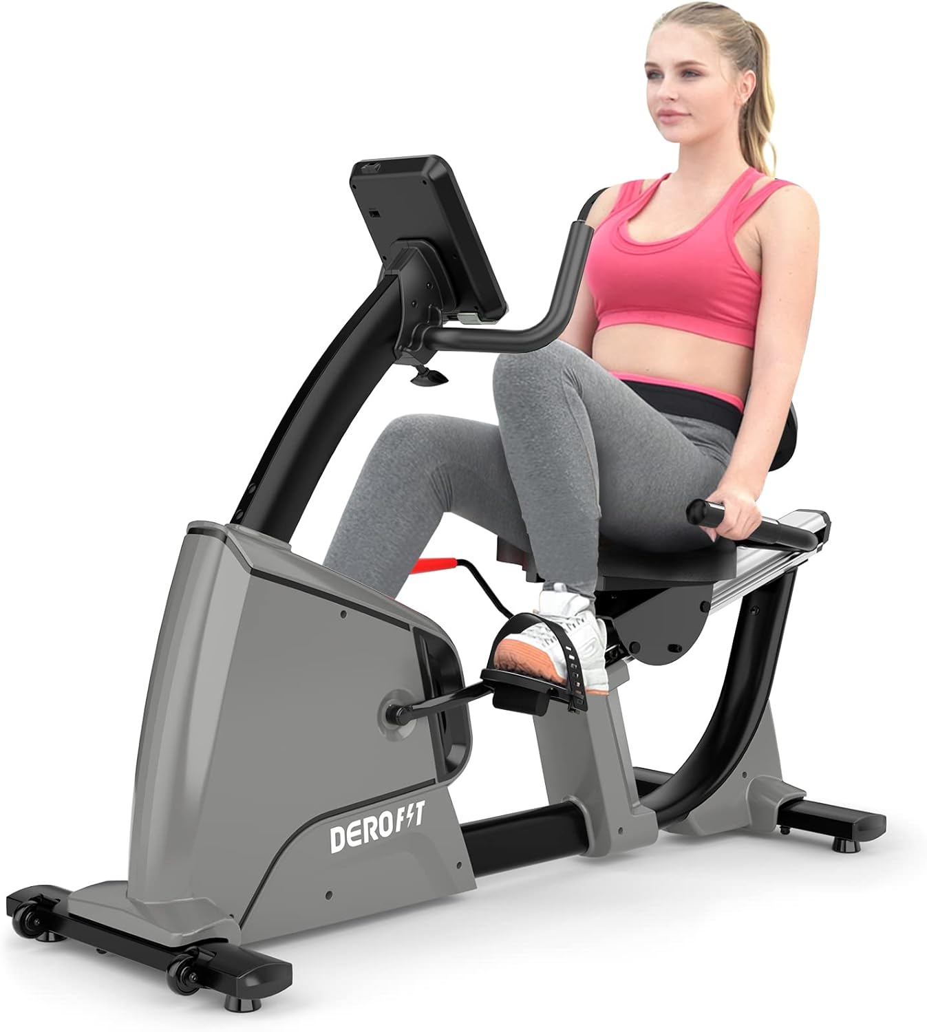 Recumbent Exercise Bike Electromagnetic, 32 Levels Resistance, Adjustable Seat, Oversized Pedal, 330Lbs Weight Capacity J1468