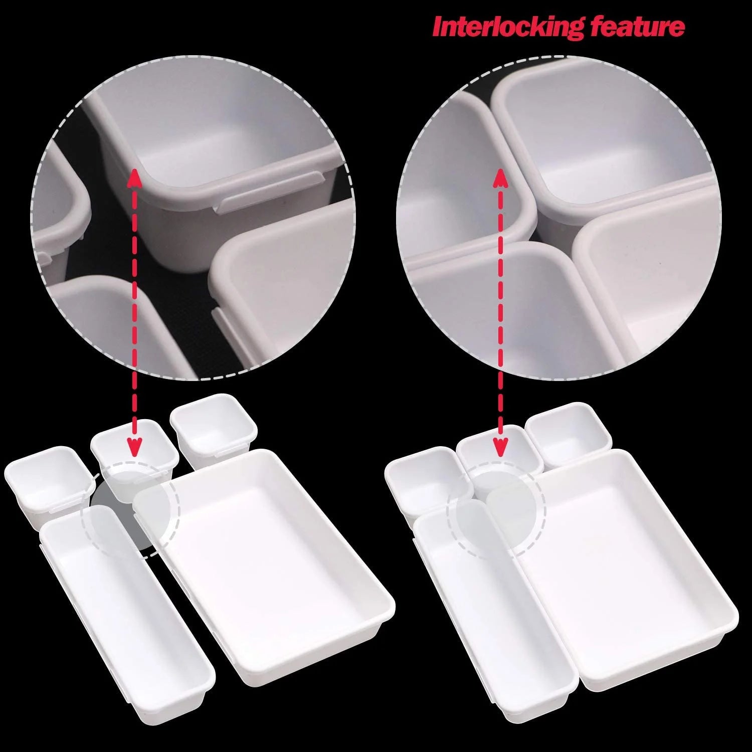 42 Pack Interlocking Plastic Drawer Organizer Tray Dividers E88509